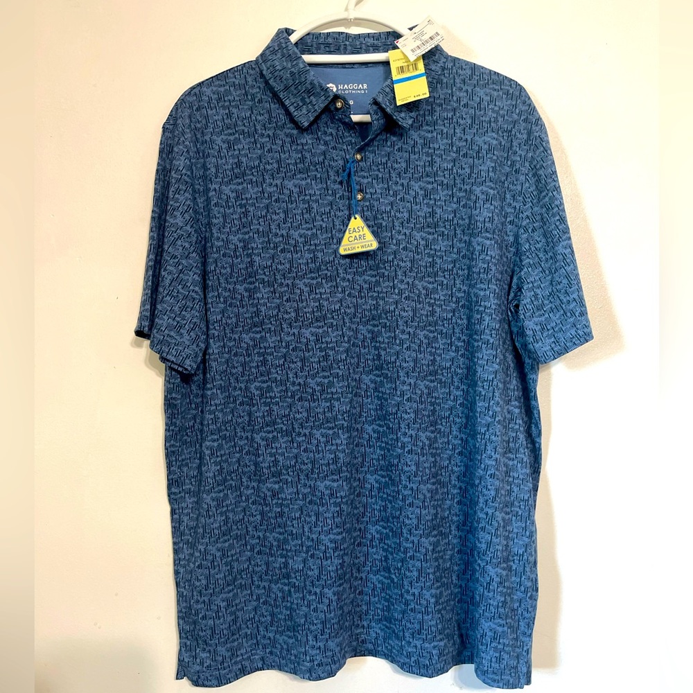 Haggar Clothing New Polo Shirt Adult Mens XL Dark Blue Collared